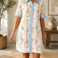 Floral Trim Button Dress