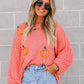 Pumpkin Embroidered Sweater