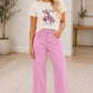 Pink Beaded Detail Loose Jeans