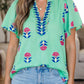 Green Floral Flutter Blouse