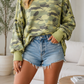 Green Camo Waffle Knit Top