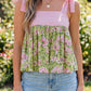 Green Floral Babydoll Tank