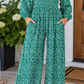 Green Floral Western Jumpsuit
