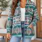 Green Geometric Print Shacket