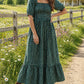 Green Plaid Ruffle Dress