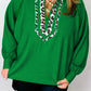 Green Plus Size Leopard Trim Blouse RTS