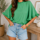 Green Ruffled Blouse