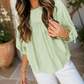Green Tie Pleated Blouse
