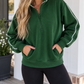 Green Zip-Up Loose Sweatshirt