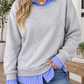 Grey Striped 2-in-1 Casual Sweatshirt