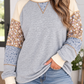 Grey Colorblock Floral Waffle Top