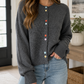 Grey Colorful Button Cardigan
