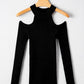 Black Ribbed Cold Shoulder