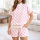 Pink Checkered Mock Neck Set New RTS