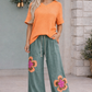 Flower Patchwork Drawstring Pants