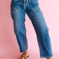 Pocket Drawstring Barrel Jeans