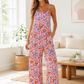 Floral Print Spaghetti Strap Pocketed Jumpsuit