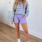 Purple Striped Casual Set