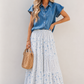 Denim Ruffled Blouse