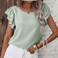 Aqua Ruffle Casual Blouse FB