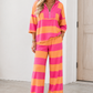 Orange Stripe Pants Set