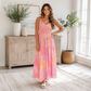 Pink Floral Shirred Dress