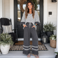 Gray Stripe Ruffle Pant Set