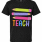 Black Leopard Pattern Pencil Teach Tee.