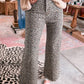 Leopard Frayed High Waist Jeans