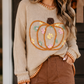 Floral Embroidered Pumpkin Sweater