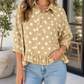 Khaki Polka Dot Ruffle Shirt