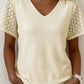 Lace Sleeve Waffle Knit Blouse New RTS
