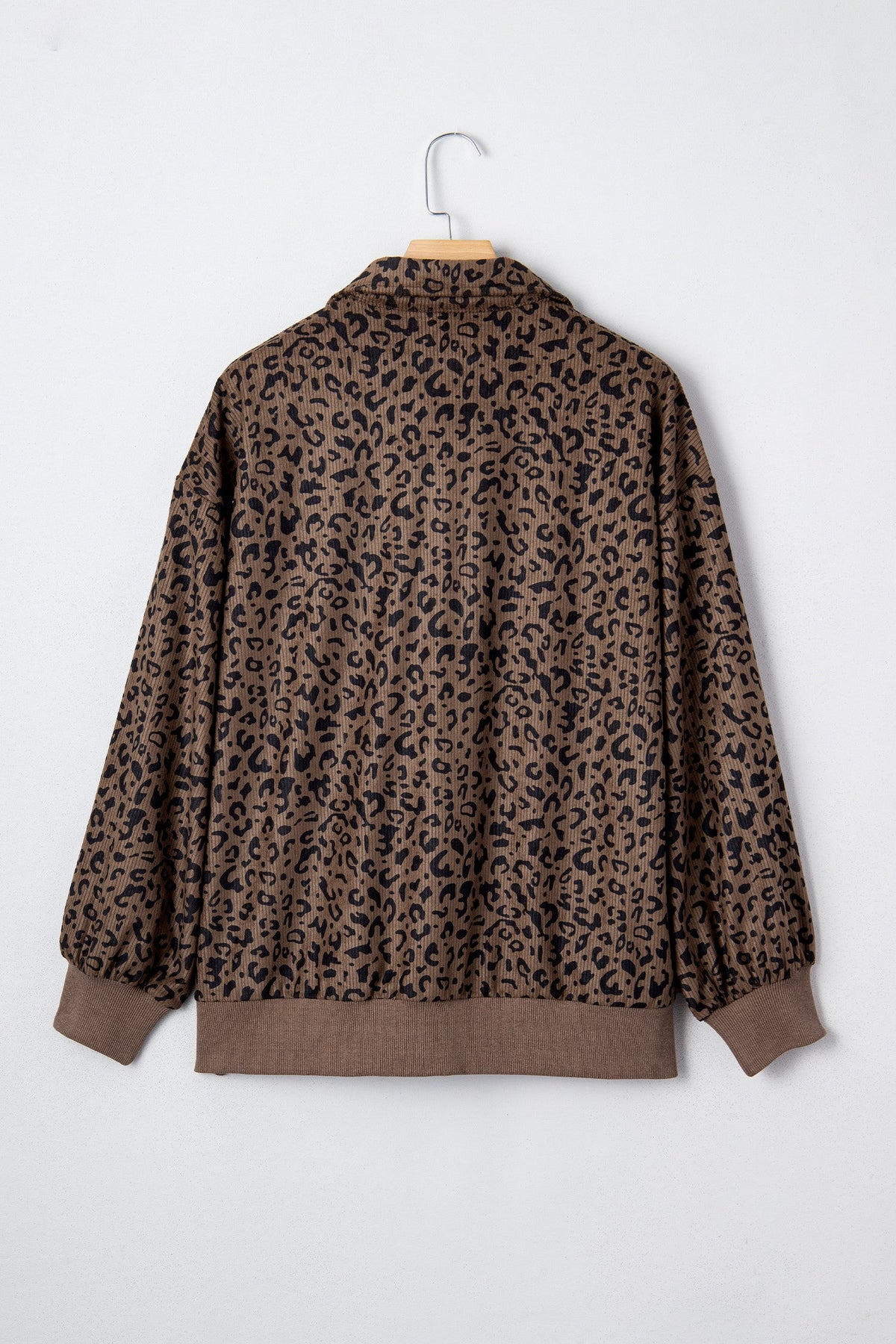 Leopard Corduroy Half Zip Pullover