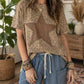 Leopard Studded Star Patch Top