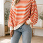 Orange Stripe Textured Top