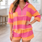 Pink Half Zip Casual Set
