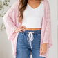 Pink Hollow Knit Pocket Cardigan