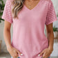 Pink Lace Waffle Knit Blouse