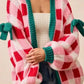Pink Plaid Bowknot Cardigan