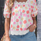 Pink Polka Dot Square Neck Blouse