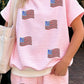 Pink Stripe Sequin Flag Set
