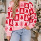 Pink Christmas Plaid Casual Sweater