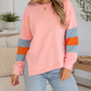 Pink Colorblock Raw Detail Top