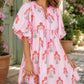 Pink Floral Striped Dress