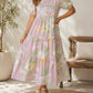 Pink Floral Tiered Dress