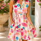 Pink Floral Zip Smocked Dress RTS
