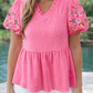 Pink Frilled Flower Sleeve Blouse RTS