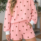 Pink Polka Dot Ribbed Trim Set