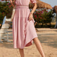 Pink Shirred Midi Dress