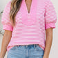 Pink Stripe Colorblock Blouse
